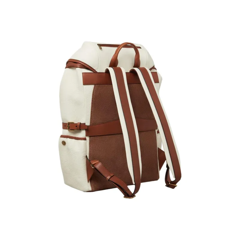 Brunello Cucinelli Grained Calfskin With Smooth Leather Binding Backpack Regular Men's White-1
