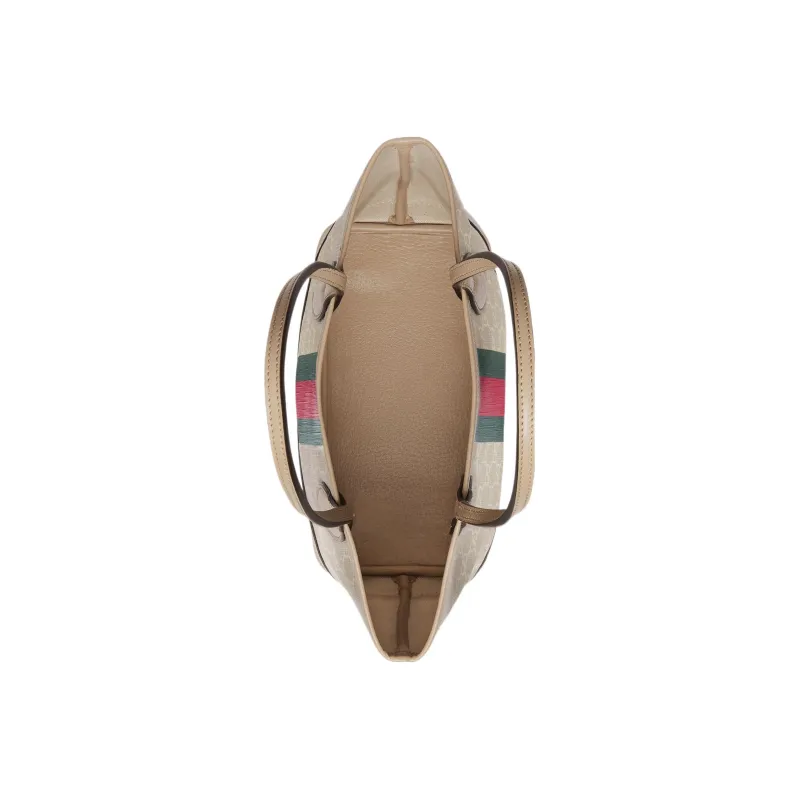 GUCCI Ophidia Canvas With Leather Trim Tote Bag Shopping Bag Shoulder Bag Handbag Small Size Women's Beige/White-6