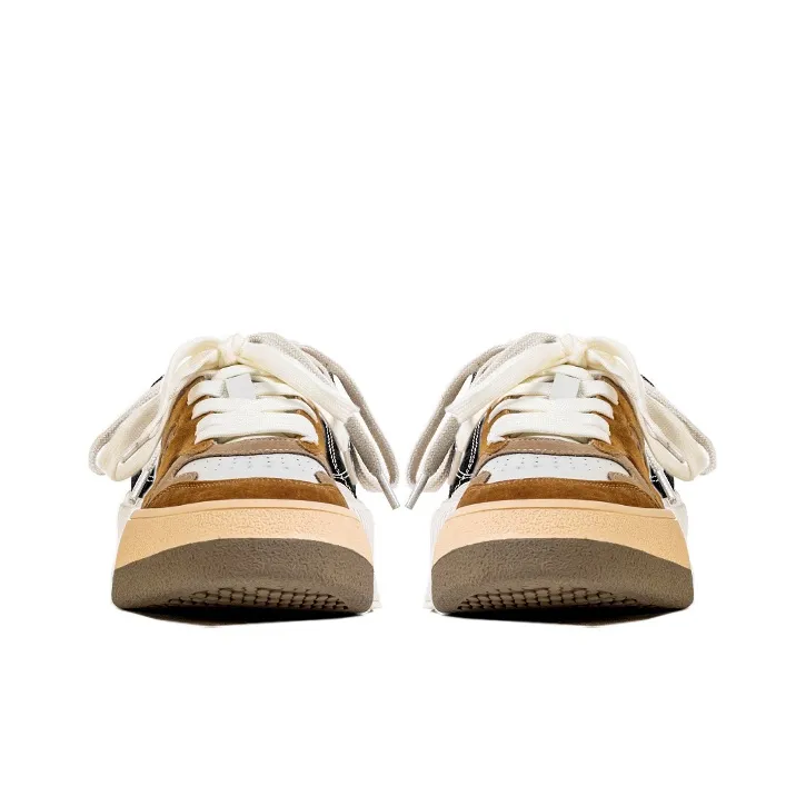 Wonderful Couple Anti Slip Wear Resistant Low Top Skateboard Shoes Women's Khaki-3