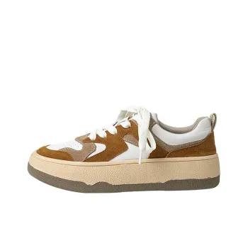 Wonderful Couple Anti-Slip Wear-Resistant Low-Top Skateboard Shoes Women's Khaki