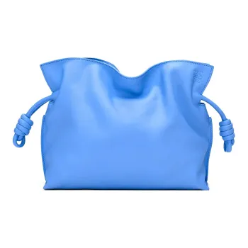 LOEWE Flamenco Napa Calf Leather One Shoulder Clutch Large Size Women's Blue