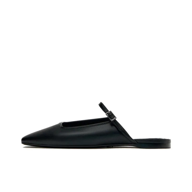 ZARA Rubber Sole Wrap-toe Slippers Women's Black-0