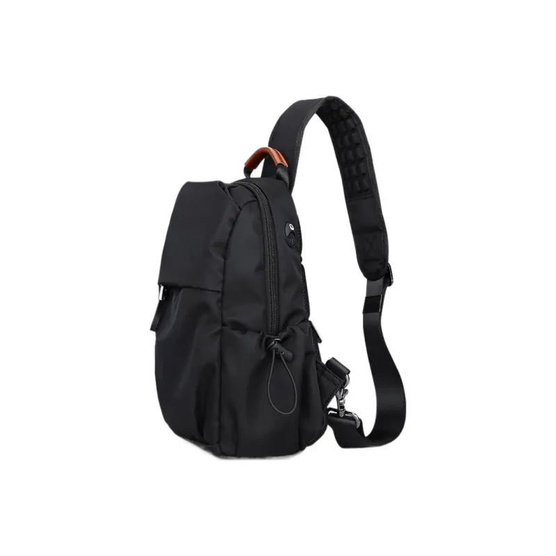 BJIAX Nylon Shoulder Bag Crossbody Bag Backpack Sling Bag Fanny Pack Medium Size Unisex Black-2