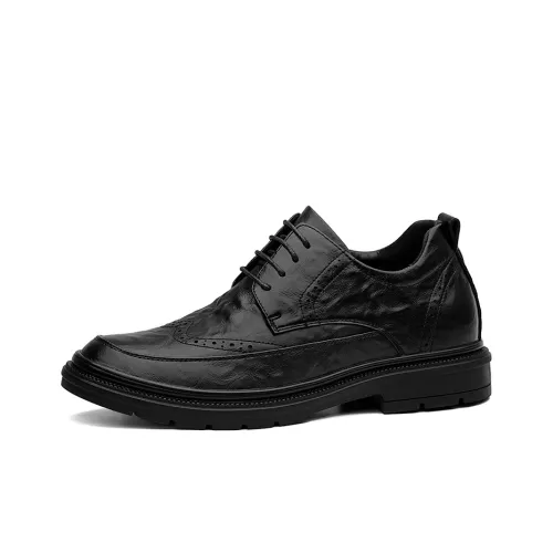 SULEGAO Dress Shoes Men Low-Top Black