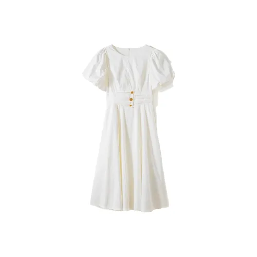 Pumpkin Valley Short-Sleeved Dresses Women's Bamboo White