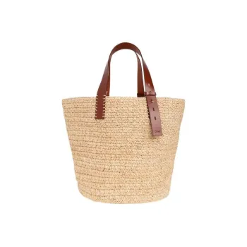 Chloe Raffia Tote Bag, Shopping Bag, Handbag, Shoulder Bag Women's Beige