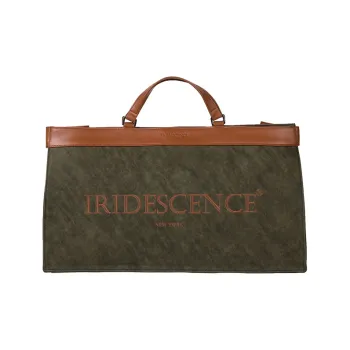 IRIDESCENCE Cow Leather Spy Bag One Shoulder Handbag Large Size Women's Dark Green With Caramel Accents