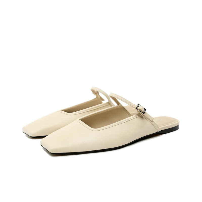 ZARA Rubber Sole Wrap-toe Slippers Women's Beige-1