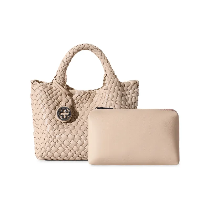CASSILE Cow Leather Tote Bag Shopping Bag Basket Bag Handbag Large Size Women's Dusty Pink/Light Gray-2