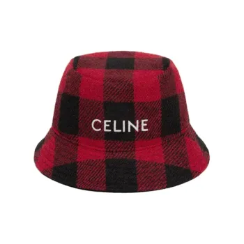 CELINE Bucket Hats Unisex Black/Red