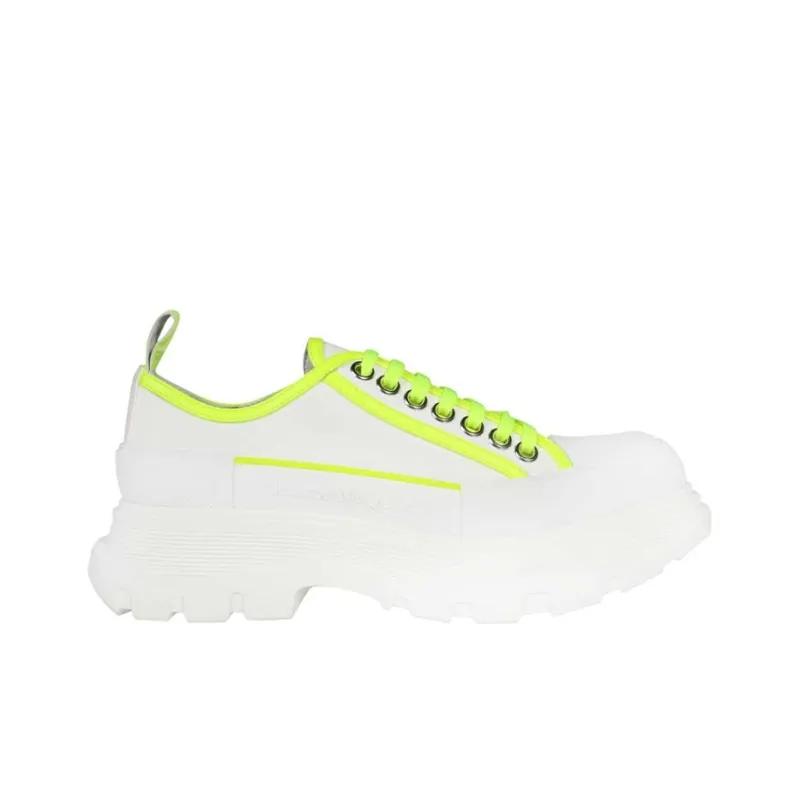Alexander McQueen Tread Slick Neon Low Top Platform Sneakers 'White Solar Green' Women's-1