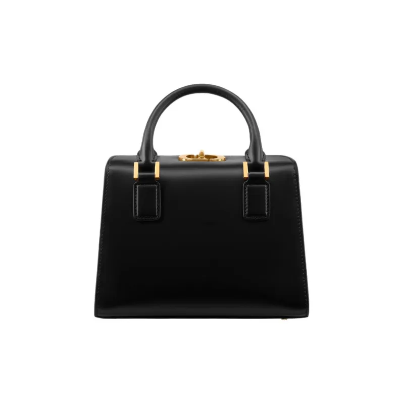 DIOR Calfskin Boston Bag, Shoulder Bag, Crossbody Bag, Handbag Small Size Women's Black-2
