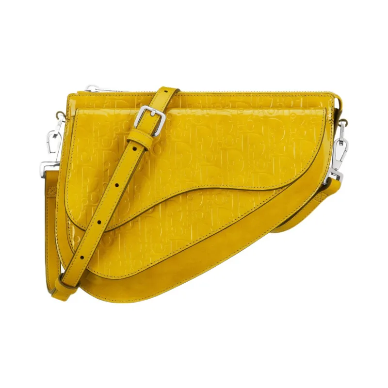 DIOR Oblique Gravity Leather Saddle Bag Handbag, Shoulder Bag Men's Yellow-0