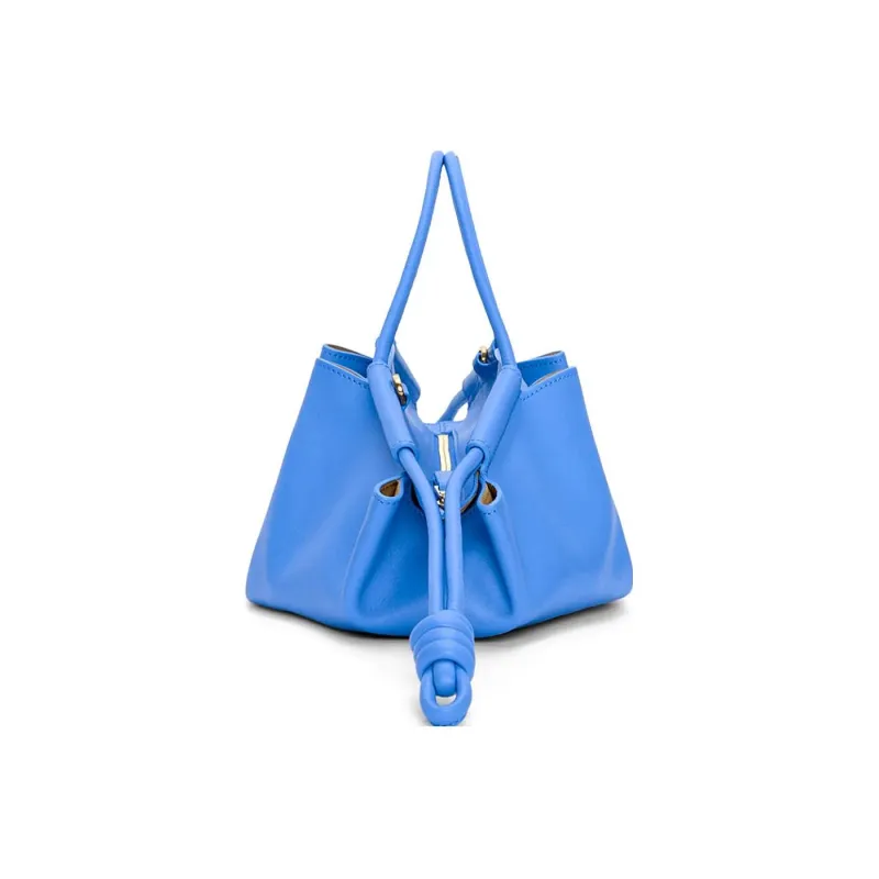 LOEWE Bright Nappa Cow Leather Dumpling Bag, Shoulder Bag, Crossbody Bag, Handbag Trumpets Women's Blue-3