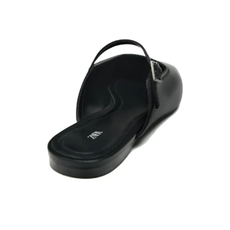 ZARA Rubber Sole Wrap-toe Slippers Women's Black-2