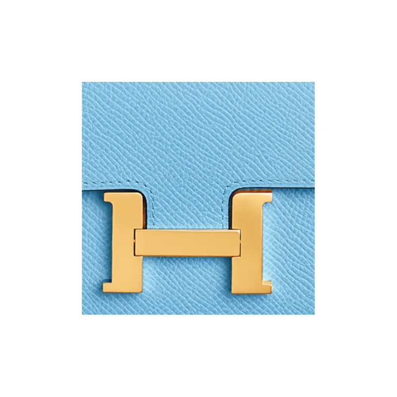 HERMES Constance Slim Epsom Leather Wallet Card Holder Coin Purse Fanny Pack Regular Women's Sky Blue-3