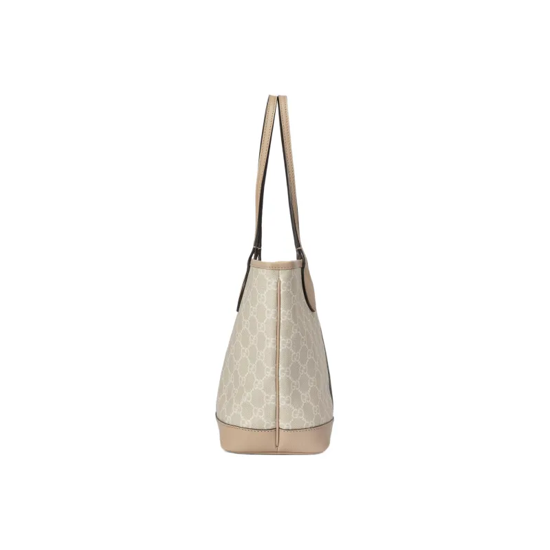 GUCCI Ophidia Canvas With Leather Trim Tote Bag Shopping Bag Shoulder Bag Handbag Small Size Women's Beige/White-3
