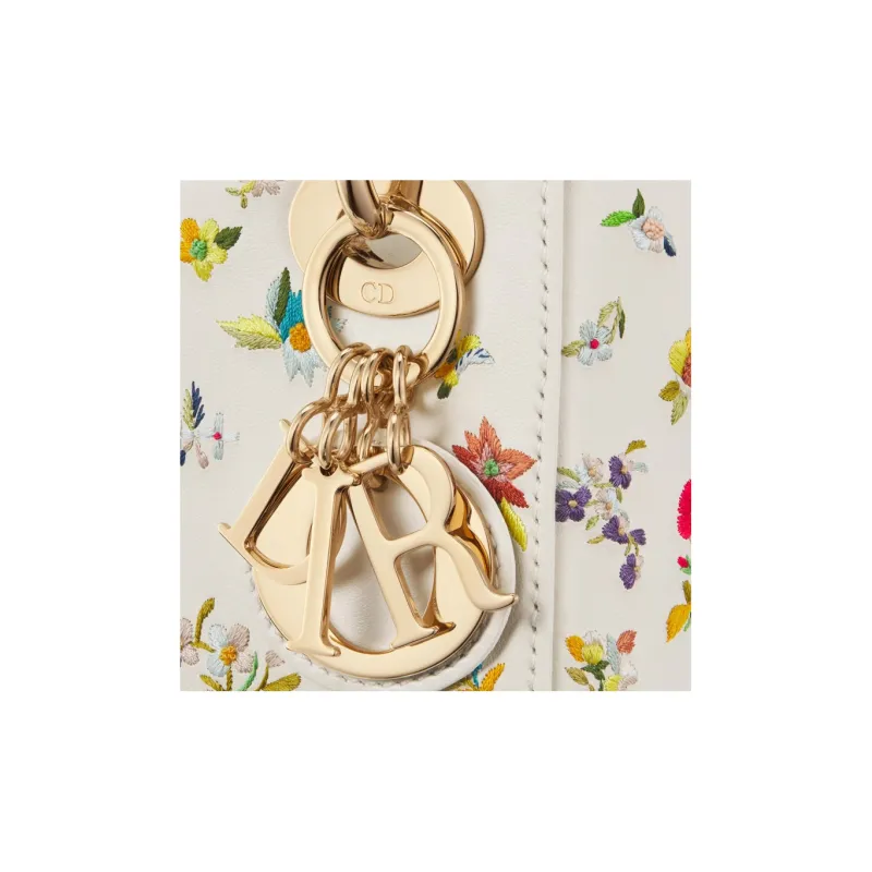 DIOR Lady Dior Cow Leather Dior Bag Shoulder Bag Crossbody Bag Handbag Mini Women's White/Multicolor-5