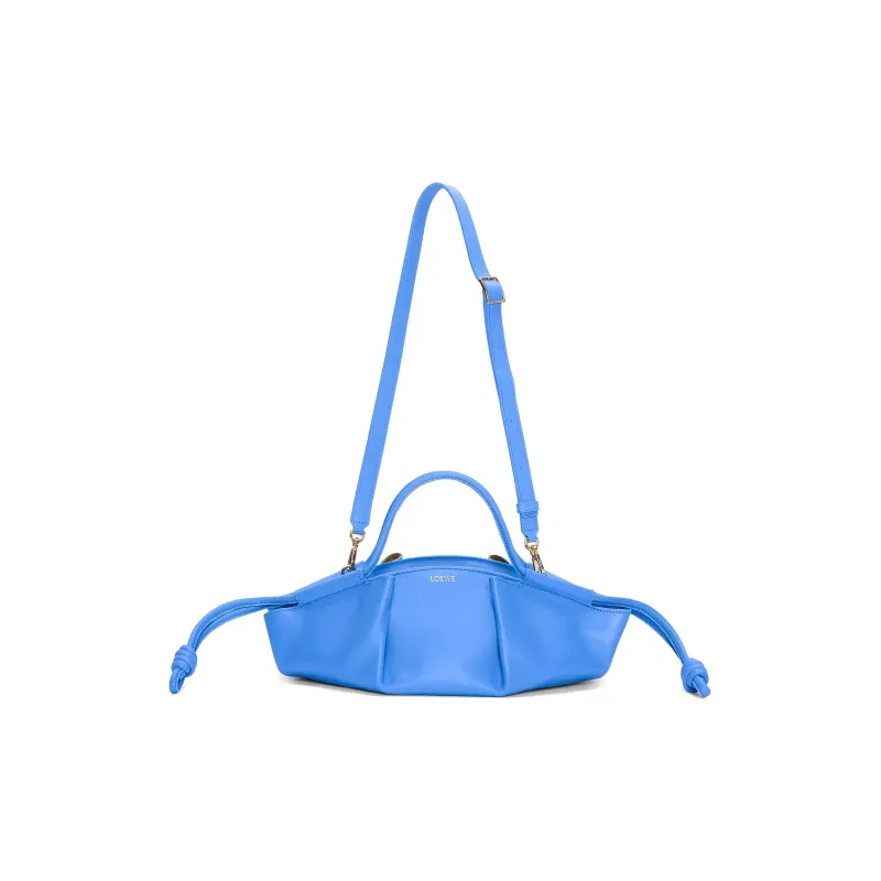 LOEWE Bright Nappa Cow Leather Dumpling Bag, Shoulder Bag, Crossbody Bag, Handbag Trumpets Women's Blue-1