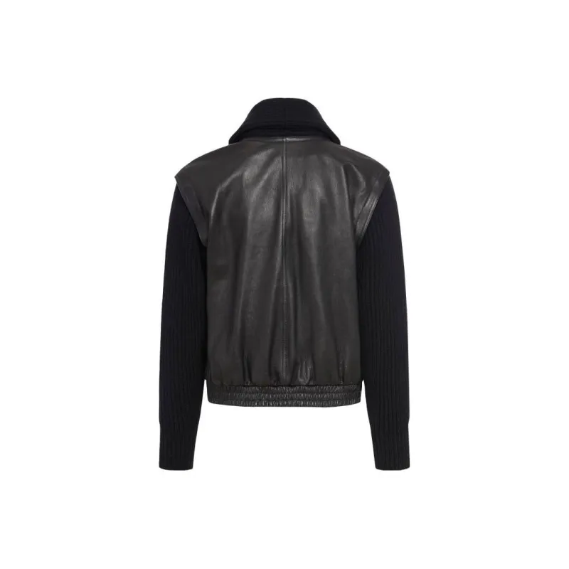 SAINT LAURENT Shawl neck Panelled Leather Jacket-1