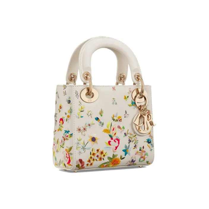 DIOR Lady Dior Cow Leather Dior Bag Shoulder Bag Crossbody Bag Handbag Mini Women's White/Multicolor-2