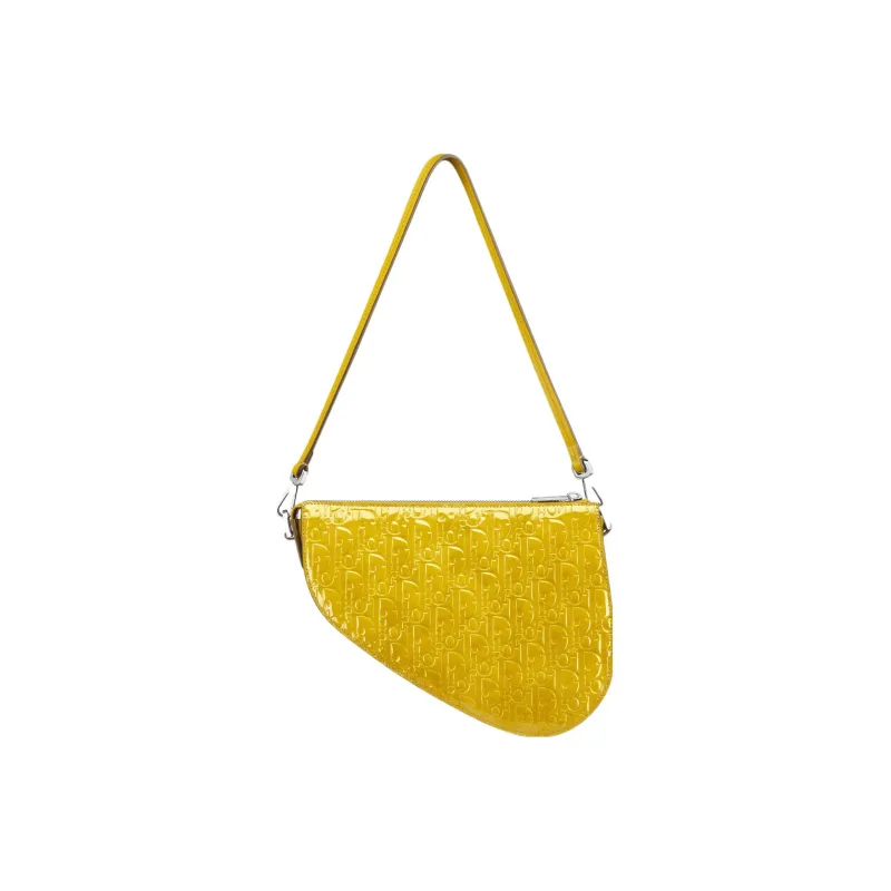 DIOR Oblique Gravity Leather Saddle Bag Handbag, Shoulder Bag Men's Yellow-6