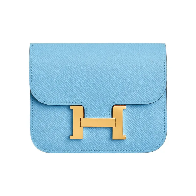 HERMES Constance Slim Epsom Leather Wallet Card Holder Coin Purse Fanny Pack Regular Women's Sky Blue-0
