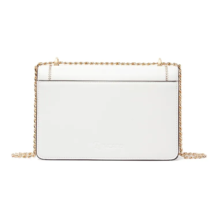 TUCANO Authentic Cow Leather, Synthetic Leather Chain Bag, Small Square Bag, Shoulder Bag Women's Cream White/Black-3
