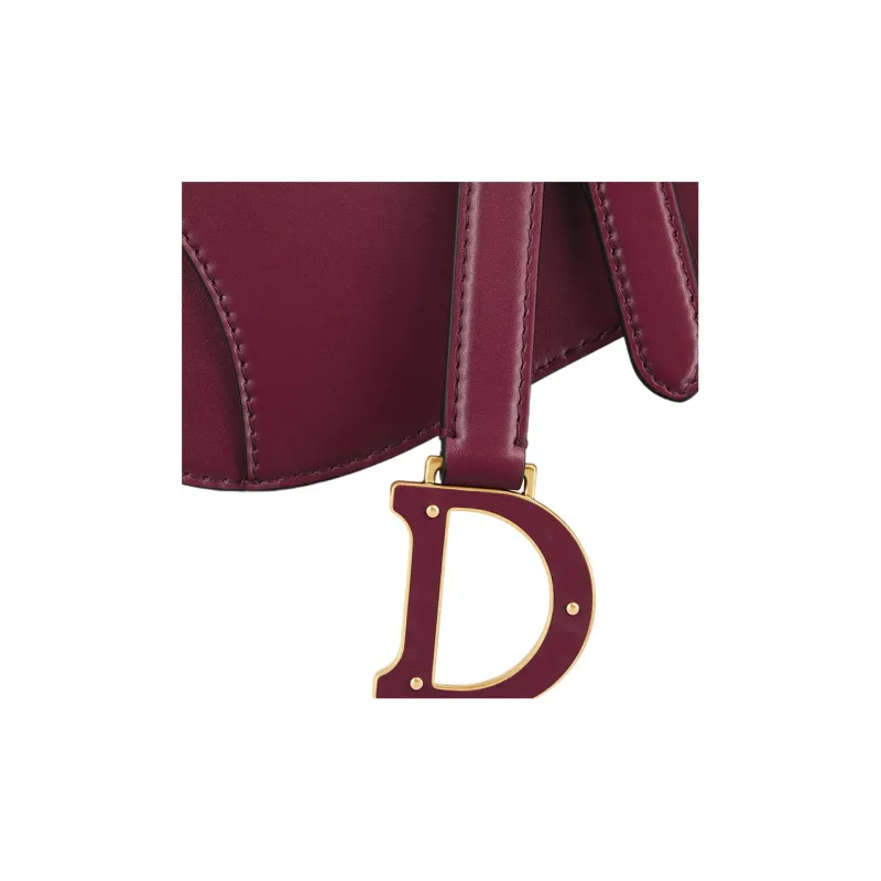 DIOR Smooth Calf Leather Saddle Bag Shoulder Bag Crossbody Bag Handbag Mini Women's Dark Purple Red-5