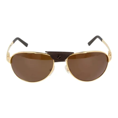 CARTIER Metal Irregular Shape Sunglasses Women's Gold/Brown