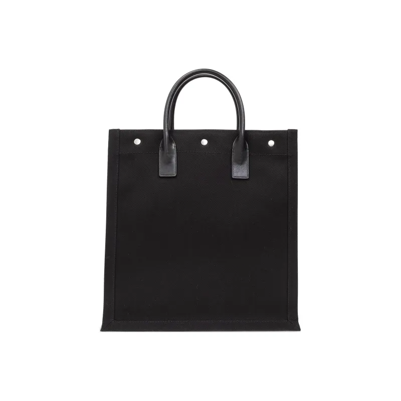 SAINT LAURENT Rive Gauche Canvas With Calfskin Tote Bag, Shopping Bag, Canvas Bag, Handbag Men's Black-2