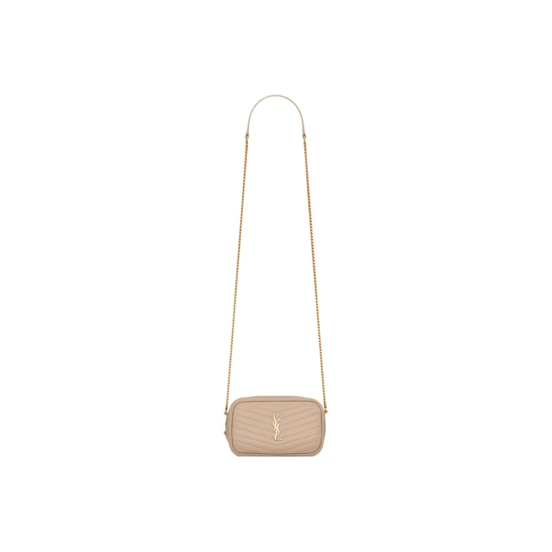 SAINT LAURENT LOU Quilting Bright Calfskin Camera Bag, Crossbody Bag, Shoulder Bag Women's Dark Beige-1