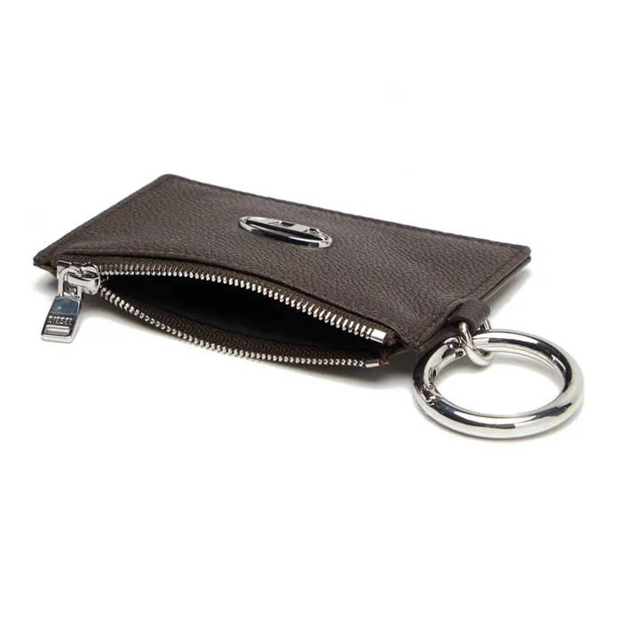 DIESEL Cow Leather Coin Purse, Card Holder Unisex Brown-2