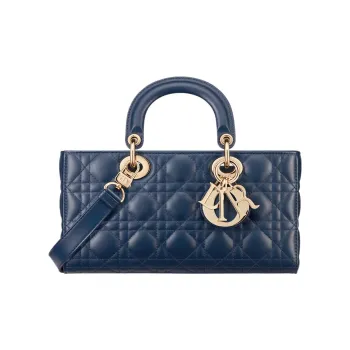 DIOR Lady D JOY Lambskin Shoulder Bag, Crossbody Bag, Handbag Medium Size Women's Deep Sea Blue