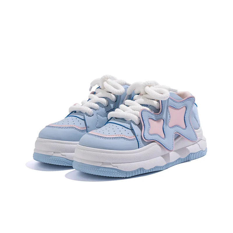 HUANQIU Slip Resistant Low Top Skateboard Shoes Women's Light Blue-4