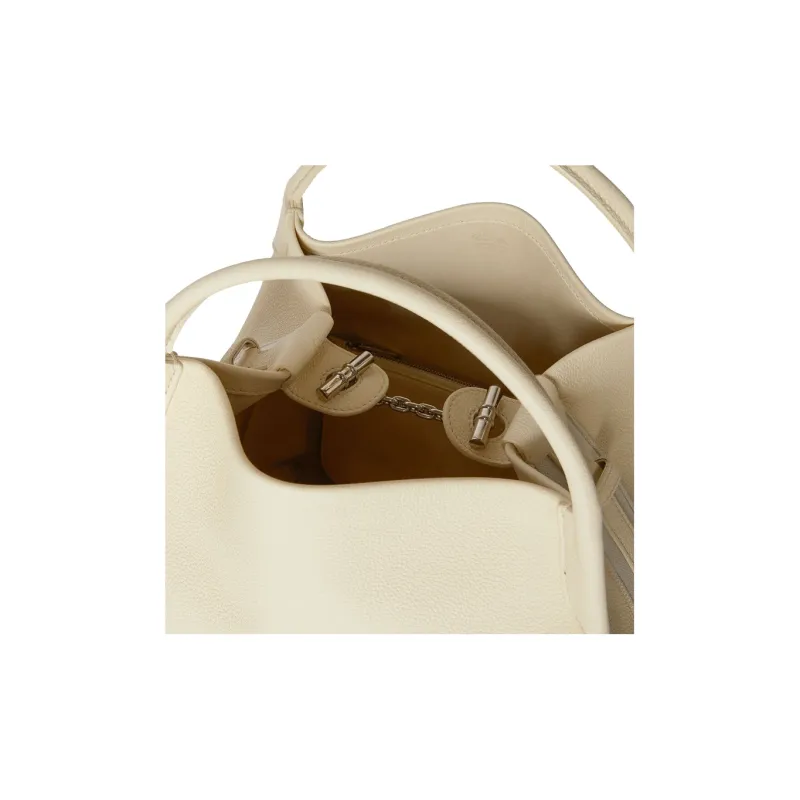 Loro Piana Cow Leather Handbag, Shoulder Bag, Crossbody Bag, Handbag Tubas Women's Soft White-4