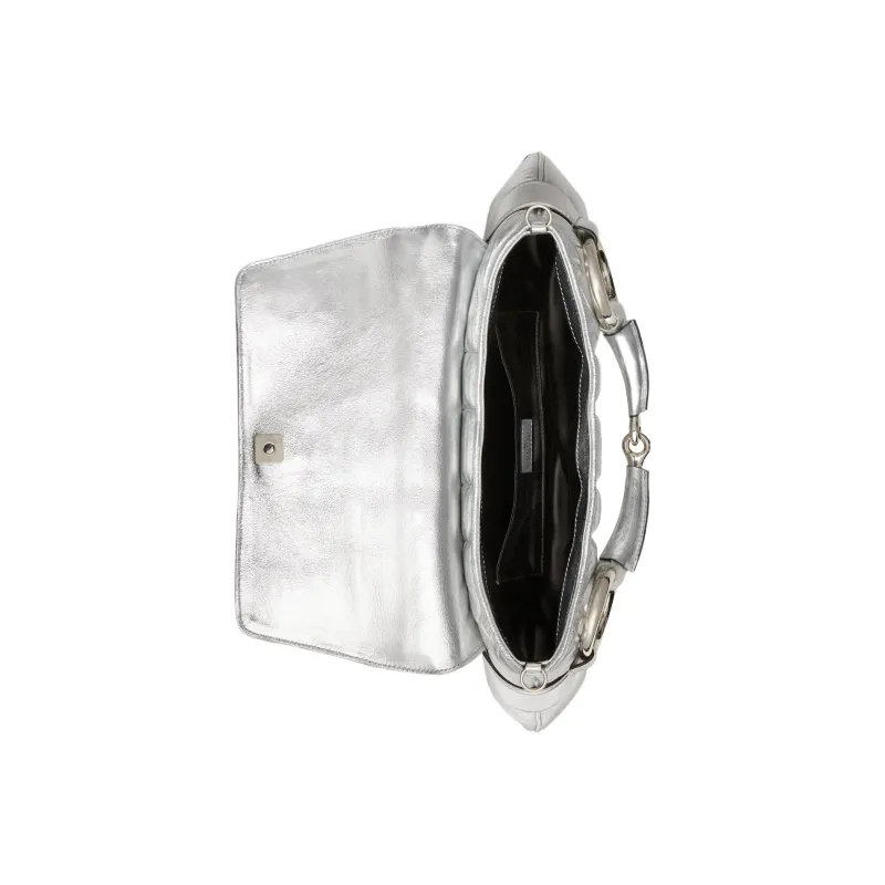 GUCCI Horsebit 1955 Leather Reproduction Shoulder Bag Shoulder Bag Clutch Women's Silver-7
