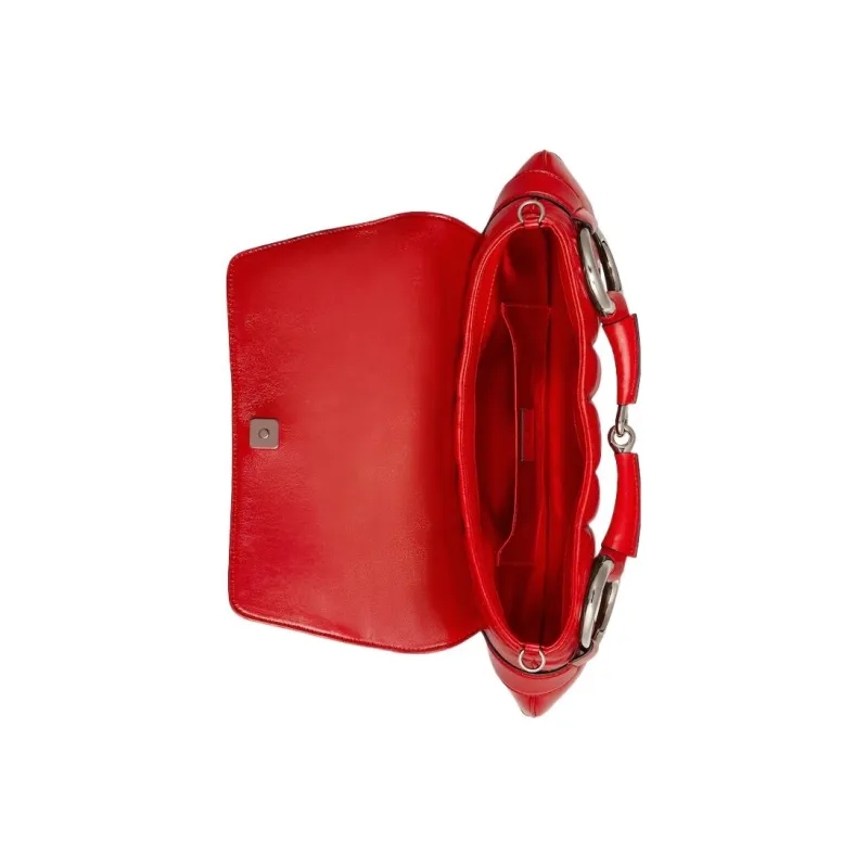 GUCCI Horsebit 1955 Leather Reproduction Shoulder Bag Shoulder Bag Clutch Women's Red-7