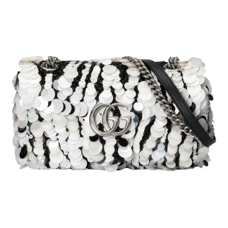 GUCCI GG Marmont Sequins And Bead Embroidery Crossbody Bag, Shoulder Bag Women's-0