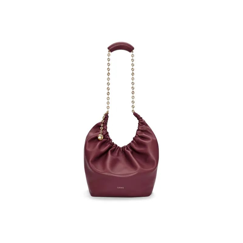 LOEWE Nappa Sheep Leather Shoulder Bag Crossbody Bag Handbag Medium Size Women's Burgundy-1
