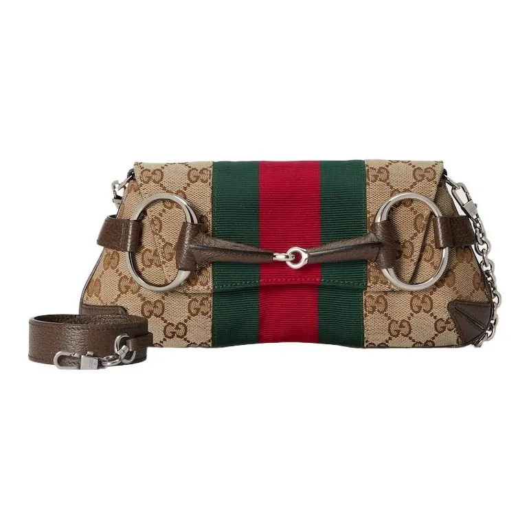GUCCI Horsebit 1955 Leather Reproduction Shoulder Bag Handbag Shoulder Bag Women's Beige & Ebony-1