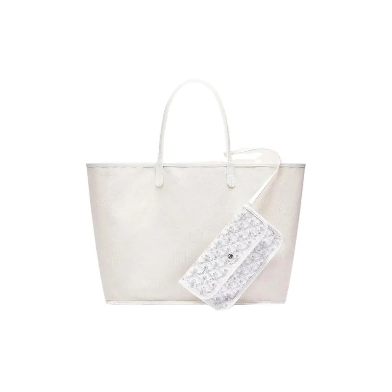 GOYARD Saint Louis Canvas With Leather Tote Shopping Bag Shoulder Bags Handbags Small Size Women's White/Yellow-3