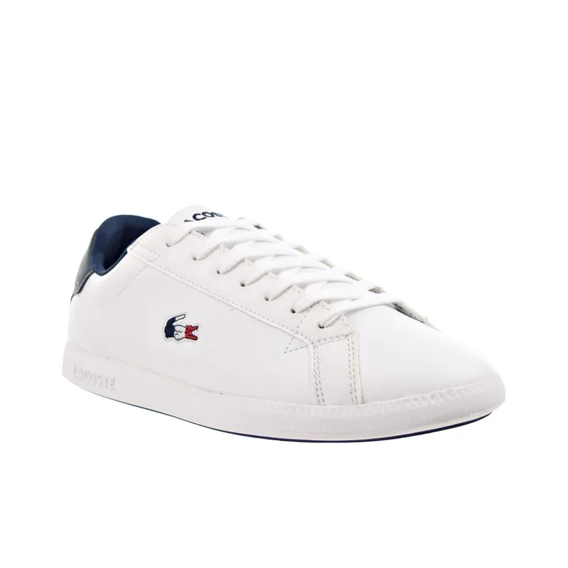 LACOSTE Slip Resistant Low Top Skateboard Shoes Men's White Blue Red-1