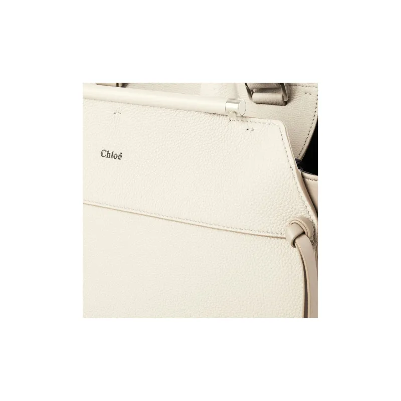 Chloe Calfskin Combined With Lambskin One Shoulder Handbags Medium Size Women's White-3