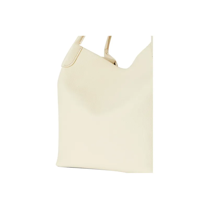 Loro Piana Cow Leather Handbag, Shoulder Bag, Crossbody Bag, Handbag Tubas Women's Soft White-2