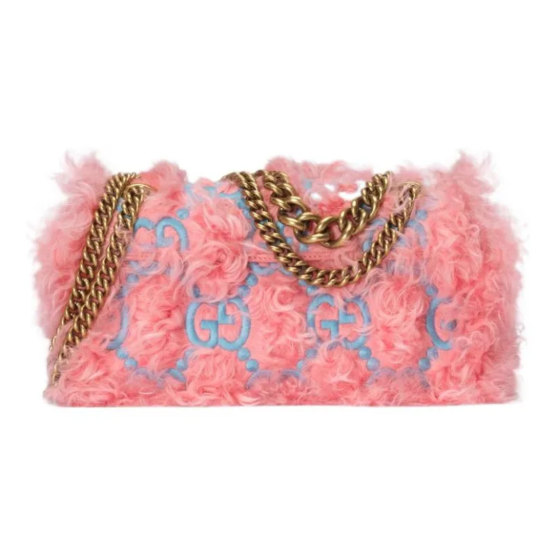 GUCCI Marmont Fabric Shoulder Bag Crossbody Bag Small Size Women's Pink-6
