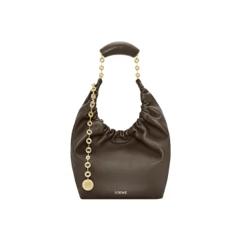 LOEWE Nappa Sheep Leather Handbag Small Size Women's Chocolate
