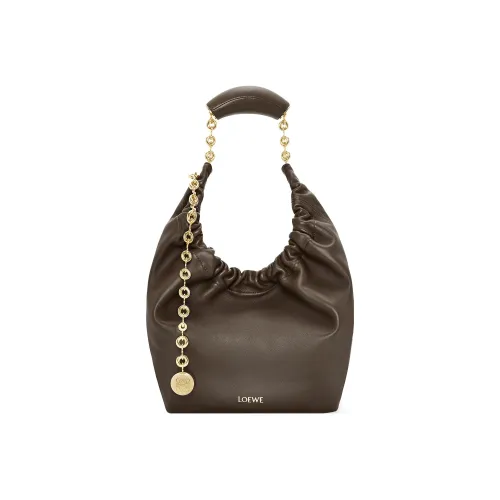 LOEWE Nappa Sheep Leather Handbag Small Size Women's Chocolate