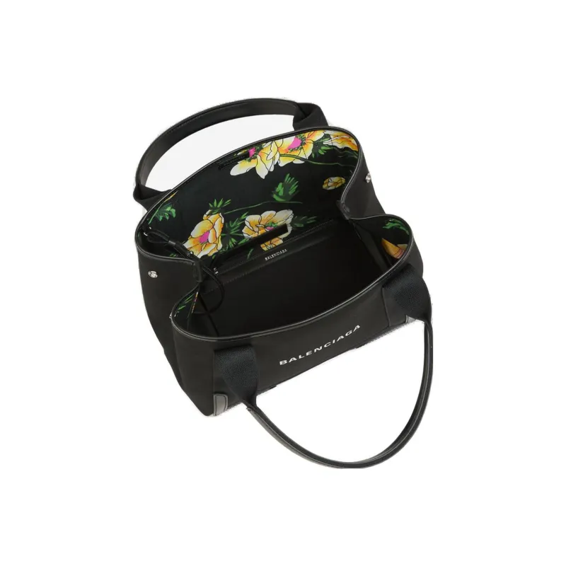 Balenciaga Cotton With Calfskin Tote Bag, Shopping Bag, Handbag Women's Black-4