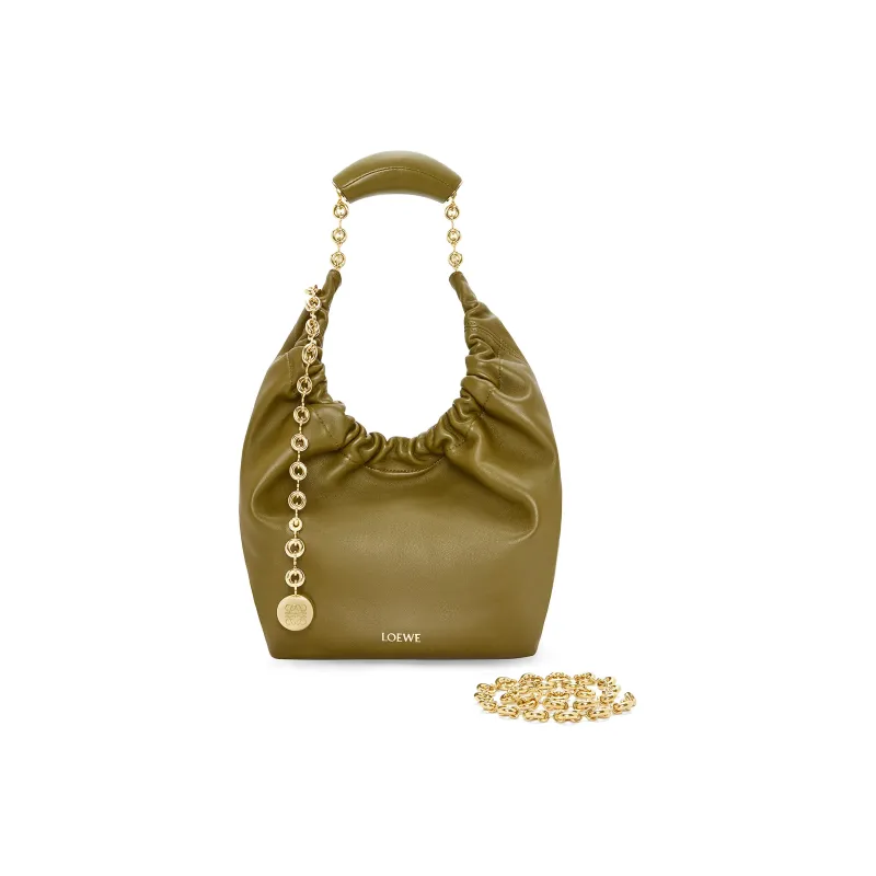 LOEWE Nappa Sheep Leather Shoulder Bag Crossbody Bag Handbag Small Size Women's Olive Green-2